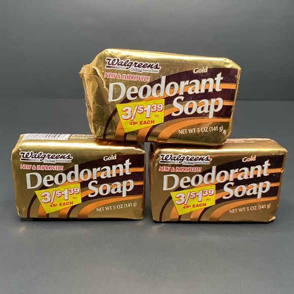 Lot Of 3 Vintage New Walgreens 5oz. Gold Deodorant Soap Antibacterial Bar Soap - Picture 1 of 4
